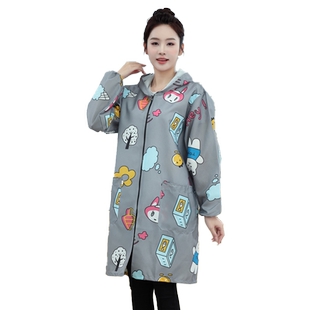 罩衣大人防水新款上衣薄工作服家用厨房防油女士围裙长袖春秋外套