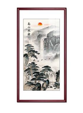 迎客松挂画寓意好竖版玄关画