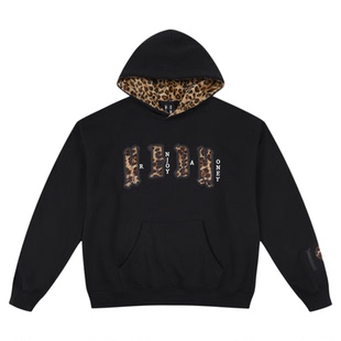 MEDM 帽里豹纹 双层皮毛豹纹休闲连帽卫衣美式套头情侣加绒外套男