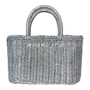 韩版ins感编织包包女夏大容量blingbling银线菜篮子手提包手拎包