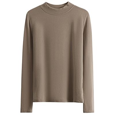 半高领磨毛打底衫女秋冬新款保暖内搭显瘦气质黑白色针织上衣t恤