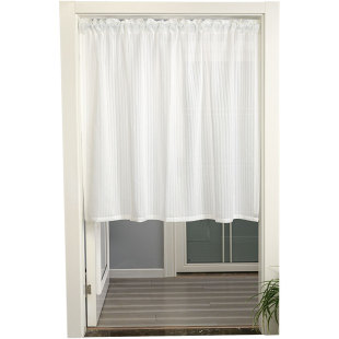 白色门帘隔断帘女生卧室房间家用半帘纱帘帘子窗帘伸缩杆式遮挡帘