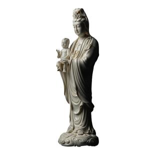 戴玉堂周金田陶瓷摆件《祥云送子观音仿古瓷》佛像供奉家用菩萨像