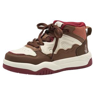 【云感力】暇步士童鞋女童板鞋新年过年红色软底高帮休闲运动鞋子