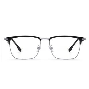 超轻纯钛近视眼镜框男款痞帅黑银合金钛架大脸半框眉线框眉毛镜架