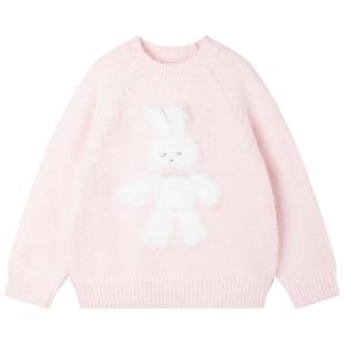 MUCMUKN【雪绒bunny】仿水貂毛绒小兔毛衣粉色软糯细腻女童冬新