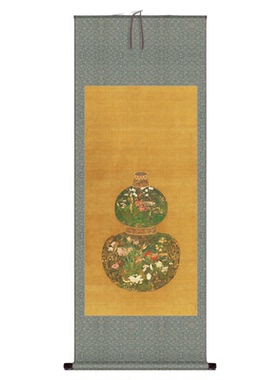 挂画葫芦花瓶图中式复古客厅玄关