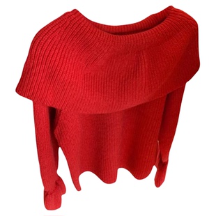 韩版设计感荷叶边针织上衣女2025冬季新款简约纯色高级感软糯毛衣