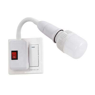 灯泡灯座带开关插座万向灯底座软管灯头插头壁灯E27螺口led插座灯