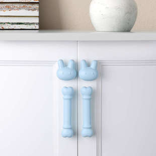 简约现代儿童房兔子拉手橱柜衣柜柜门抽屉卡通极简长款 陶瓷门把手