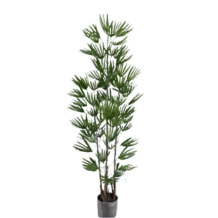 中式步步高升仿真多裂棕竹热带风情人造盆栽落地家居装饰摆件假树