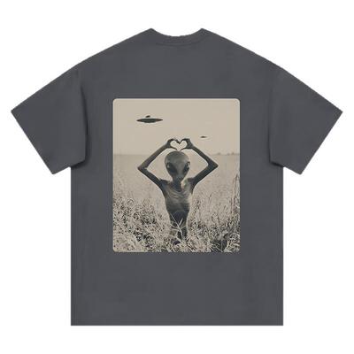 恶搞外星人重磅纯棉短袖t恤情侣