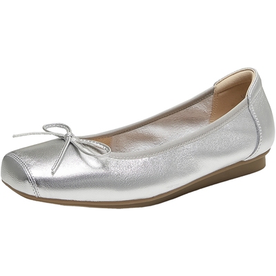 TATA他她女鞋2025年冬季百搭蝴蝶结羊皮单鞋新款浅口鞋UUY01CQ5