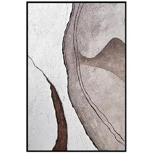 奶油侘寂风抽象玄关装饰画客厅餐厅挂画民宿酒店油画布无框画定制