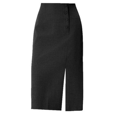 侧开叉西装半身裙女秋2025新款高腰显瘦包臀过膝通勤小个子a字裙