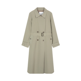【商场同款】LILY2025新款女装经典双排扣腰带通勤风衣外套长款