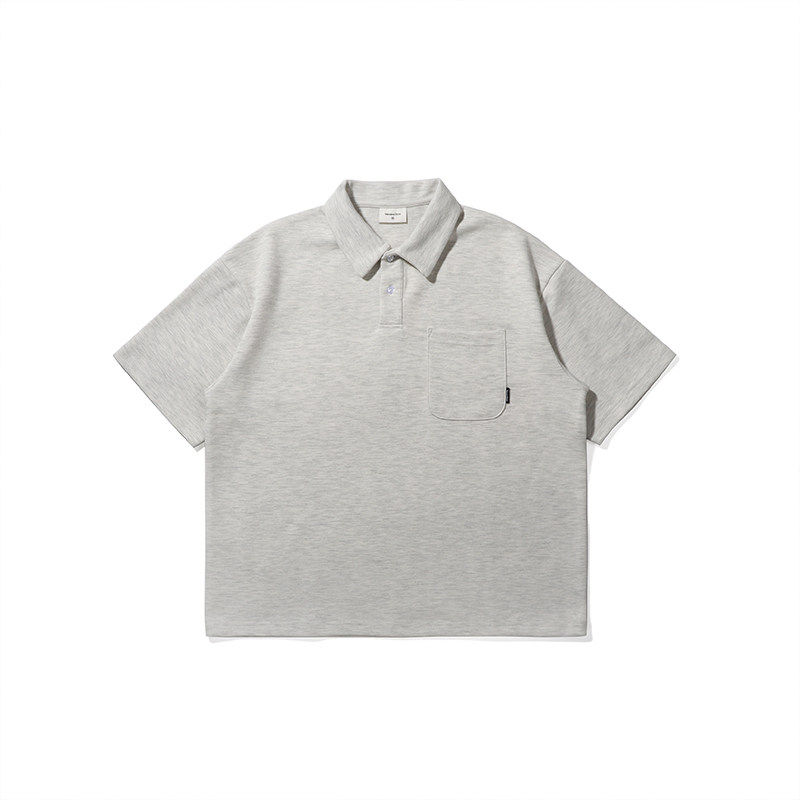 Vavu简约基础纯色POLO衫日系潮牌简约宽松休闲短袖涤棉混纺300G