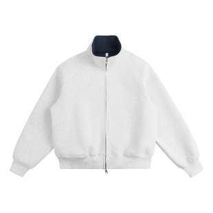 GKKRT600g重磅立领开衫卫衣男美式潮牌高级感双拉链痞帅硬挺外套