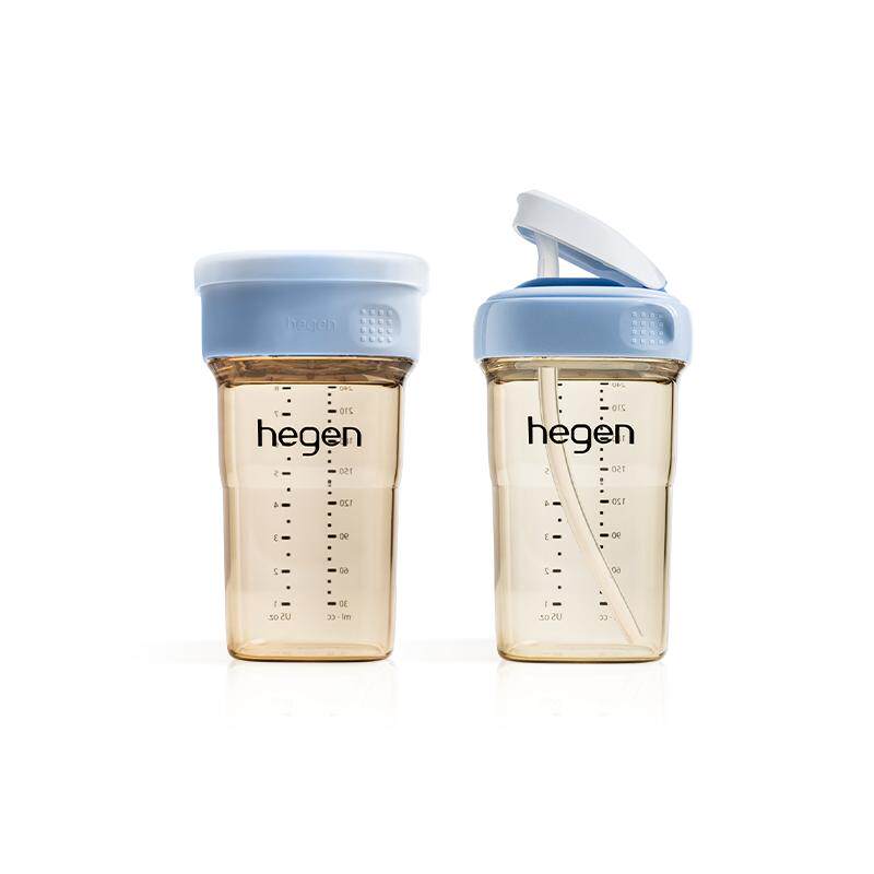 Hegen海格恩学饮杯6个月宝宝直饮吸管敞口杯组合便携防呛儿童水杯