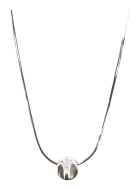 通体S925纯银拉丝猫眼银珠项链女