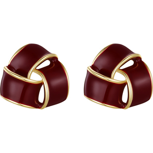 JAY复古红色耳钉小众设计感过年耳饰高级感2026新款耳环新年礼物