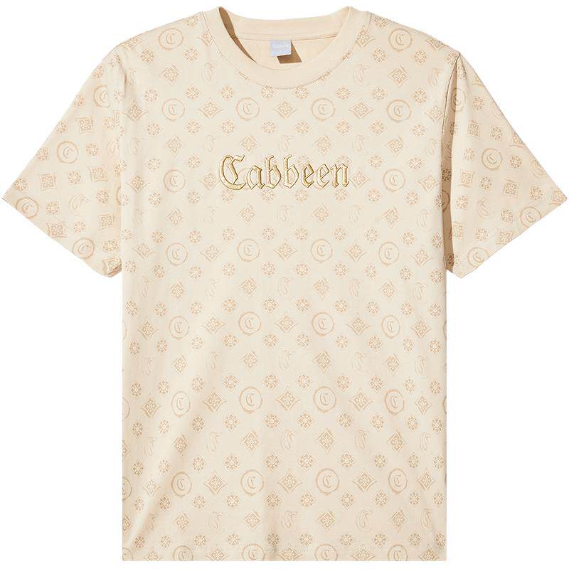 【纯棉】卡宾新疆长绒棉短袖T恤男夏季老花潮牌圆领上衣潮流时尚