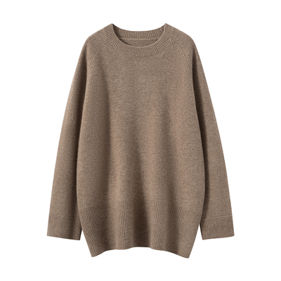 秋冬加厚圆领羊绒衫女慵懒风毛衣