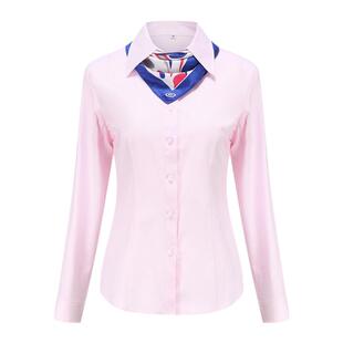 2025兴业行服 兴业银行女衬衫 浅粉色斜纹方领衬衫女上衣职业衬衣