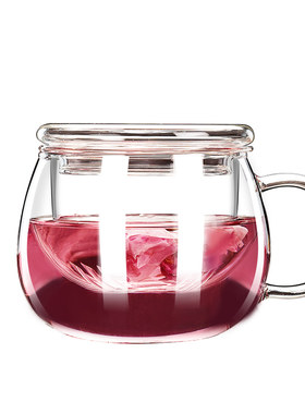 玻璃杯带把手茶水分离过滤茶杯