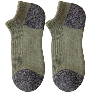 袜子男士秋冬季款短袜纯棉吸汗防臭船袜加厚毛巾底7a抗菌全棉短筒