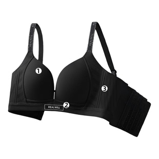 润微大胸显圆光面内衣女聚拢收副乳防下垂上托无痕深V美背文胸罩