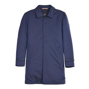 伦敦雾中款风衣款男士秋冬新款翻领单排扣内充绒休闲藏青色外套男