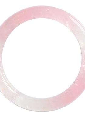 天然粉水晶莫桑比克圆条冰透手镯