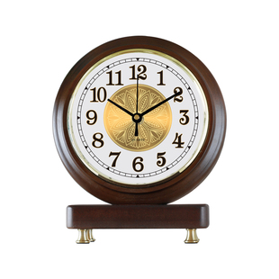 欧式座钟客厅家用桌面时钟摆件复古简约静音坐钟木质小台钟HD535