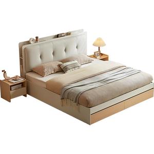 林氏家居现代简约榻榻米床主卧室软包靠背高箱储物收纳双人床OV1A