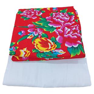 纯棉东北大花布被面白色全棉被里布料自己手工缝棉花被用的手工包