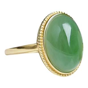 天然和田玉戒指碧玉晴水绿S925银镶嵌玉石可调节戒圈生日礼物女生