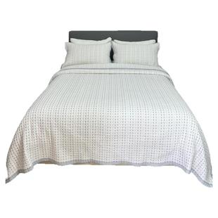 双面巴厘纱纯棉床盖三件套绗缝小雨点彩绣夹棉厚床单四季榻榻米垫