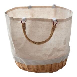 手提编织包夏斜跨单肩ins风草编包竹篮帆布藤编包内衬新款女包