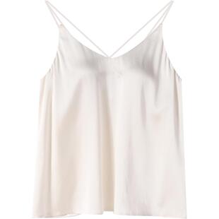 金三塔真丝一体bra背心免穿文胸舒适弹力纯色带罩杯吊带衫女士