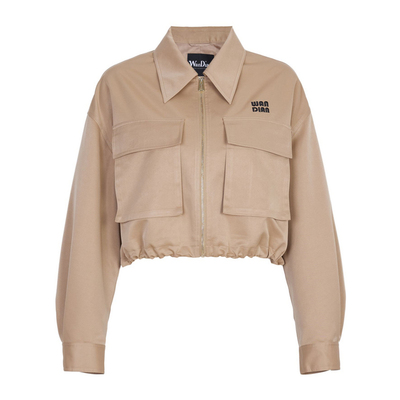 婉甸2026春季新品卡其色H型长袖短款拉链休闲风外套1251O10SJ2YX