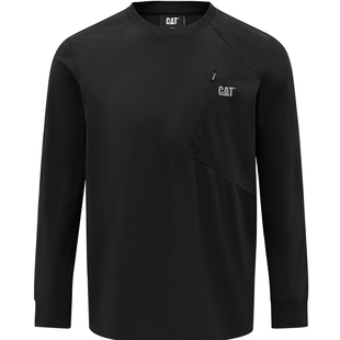 CAT卡特25秋冬新款男士户外简约吸湿速干圆领长袖贴袋T恤商场同款
