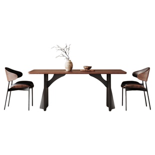 奥古斯特飞鸦中古风实木餐桌长方形家用小户型法式复古全实木长桌