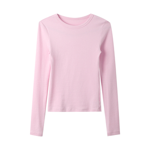 2025春秋季新款打底衫圆领修身上衣简约高级感欧美时尚性感长袖