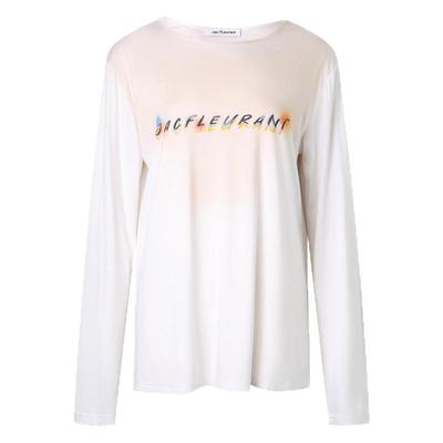 JAC FLEURANT2025新款T恤女长袖薄款大领口脏脏宽松百搭印花上衣