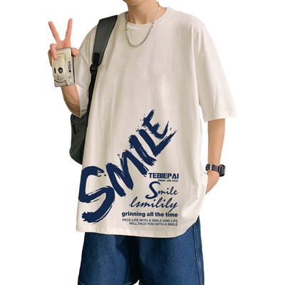 男女纯棉字母潮流宽松短袖T恤