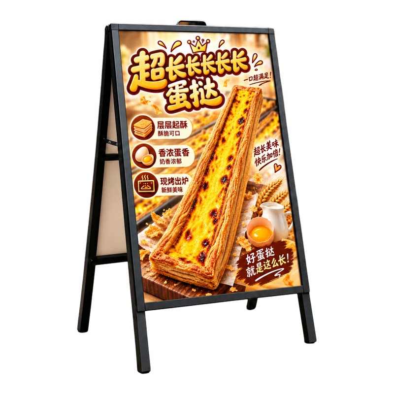 超长蛋挞海报KT板展板广告牌门店广告宣传画蛋糕甜品标识牌展示牌