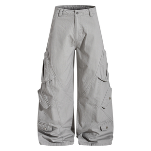 BTSG Cargo山系户外大口袋解构伞兵裤baggy宽松阔腿拖地工装裤男