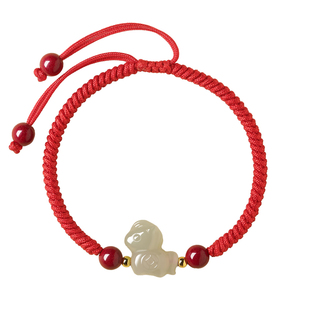 2026马年本命年和田玉小马红绳手链女款生肖马红色手绳新年女礼物