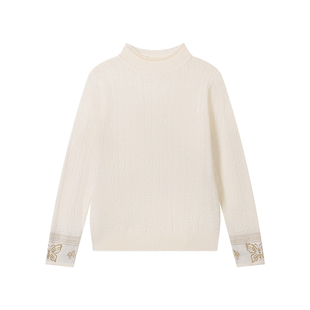 熙薇【蕾丝蝶梦】2026新款设计师金丝袖口毛衣H7185